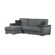 Canapé avec péninsule réversible en bois et tissu GINEPRO Gris 279x123x h60 cm