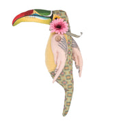 Marionnette en tissu toucan avec fleur cm30x45x11