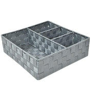 Tiroir carré en polyester gris avec 4 compartiments cm32x32h10
