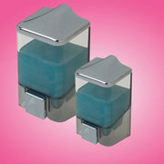 Savon liquide 0,5 LT transparent et chrome 8,5 x 8,5 x 16 cm Dispensateur