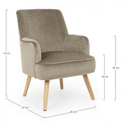 Fauteuil de salon vintage en velours Tortora ADELINE 60x67x h79 cm