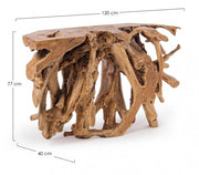 Console en racine de teck cm 120 x 40 x 77 h