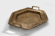 Plateau hexagonal en rotin de Birmanie 2m cm44x50h7-10