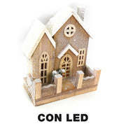Maison en bois avec led naturel cm26x14h30