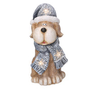 Chien résine led chapeau gris cm22x19,5h40