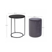 Ensemble combiné table basse-pouf moderne gris foncé Annika