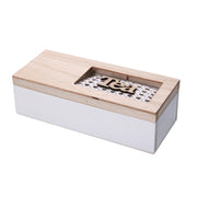 Boîte à thé rectangulaire en bois blanc 3 compartiments cm24x10h7
