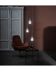 Lampe à suspension en verre et métal rose Perle STS