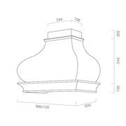 Hotte aspirante BOMBINA en acier inoxydable et structure en bois couleur noyer de 120 cm