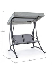 Rocking chair acier 2 places Anthracite GRELY 145x120x h185 cm