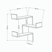 Étagère d'angle Luksa en chêne 3 niveaux Capacité de poids 20 kg H 90 x P 22 x L 60 cm