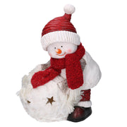 Bonhomme de neige en résine avec boule led blanche cm31,5x20,5h41