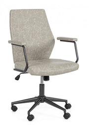 Fauteuil de bureau à dossier bas en éco-cuir gris clair Jamie