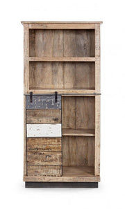 Bibliothèque 1 porte 4 étages bois Tudor 71 x 34 x 163 cm
