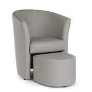 Fauteuil avec pouf gris clair en similicuir de style design