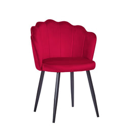 Chaise Omni en Velours Rouge avec Pieds en Métal Noir 64 x 58 x 80 cm