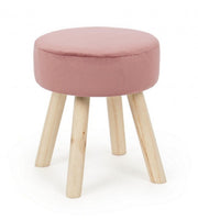Tabouret Adeline en bois effet velours rose 38h cm
