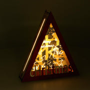 Décoration en bois led rouge triangulairecm22x4,5h20