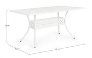 Table d'extérieur Ivrea rectangulaire blanche 90 x 160 cm
