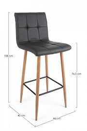 Tabouret Bar Bruce en éco-cuir gris foncé