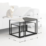 Ensemble de trois tables gigognes OhLady blanc et anthracite avec pieds noirs