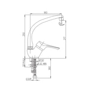 Mitigeur de cuisine chromé satiné DILOS 25x18x5 cm