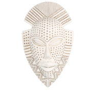 Masque femme africaine en résine blanche 15x25x7 cm