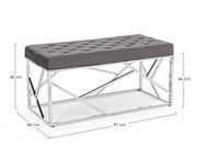 Banc Rayan en velours gris 97x44 cm