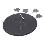 Assiette ronde en ardoise avec 4 assiettes dessinées cmø30h0,5