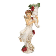 Ange en résine blanche avec fruit 12,5x10h27 cm