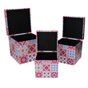 Boîte en similicuir 1-3 motif multicolore carré cm24x24h24