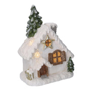 Maison en résine avec arbre led blanc cm26,5x17h36