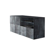 Meuble TV Pied 1 porte 1 tiroir finition oxyde L.122 P.42 H.57 cm