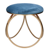 Pouf rond en métal velours sarcelle cm44x42h43