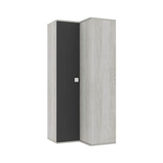 Armoire angulaire 98x96x223h usé blanc anthracite