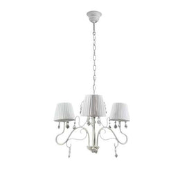 Chandelier blanc moderne à 3 légers avec des lampes en tissu 55 cm