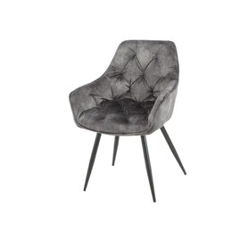 Chaise Senna en Velours Gris Foncé avec Structure Métallique Noire Style Moderne