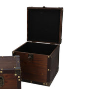 Boîte en bois éco-cuir marron