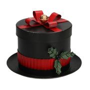 Chapeau rond boîte en métal noir cmø25h19