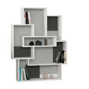 Bibliothèque blanche anthracite Barce 101x22x132h