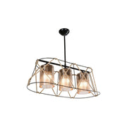 Gezegen ASZ0986 suspension 3 lumières, métal noir et corde