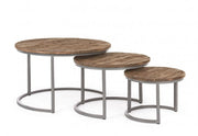 Ensemble de 3 tables basses en acier et bois Narvik