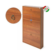 Meuble à chaussures mince en noyer antique en bois mélaminé 3 abattants 108x65x15 cm