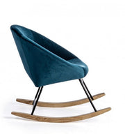 Fauteuil à bascule Annika effet velours bleu canard