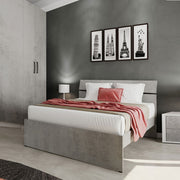 Lit simple et demi pour chambre en couleur gris béton cm 200x131xH 98