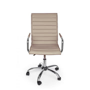 Fauteuil de bureau gris tourterelle avec accoudoirs en éco-cuir