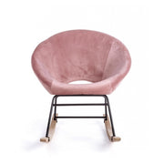 Fauteuil à bascule en velours Vieux Rose ANNIKA 74x77x h74 cm