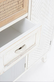 Buffet trois portes et deux tiroirs en bois blanc CLOTILDE 87x36x h80 cm