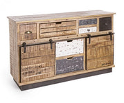 Buffet 2 portes 7 tiroirs Tudor 125x37x80h cm