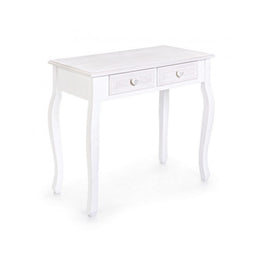 Console classique en bois 2 tiroirs Charlene blanc